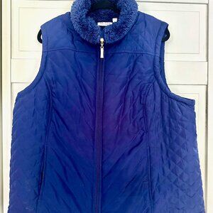 Denim & Co Funnel-neck, Fleece-Lined, Quilted Vest, Size 1X